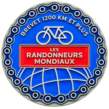 Les Randonneurs Mondiaux 1,200 km medal