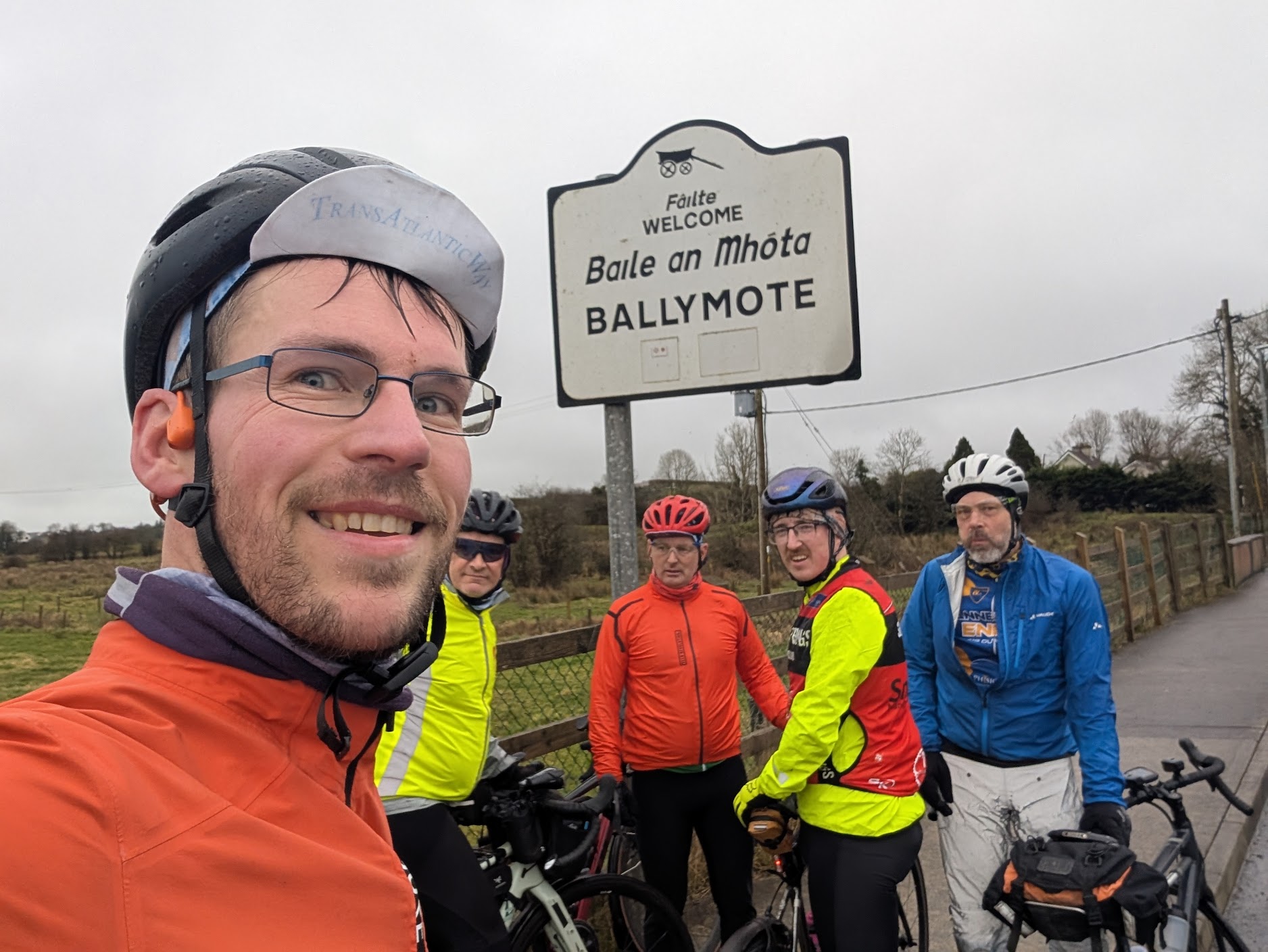 Peter and fellow randonneurs at a checkpoint on the Mayo 200 Audax near Ballymote