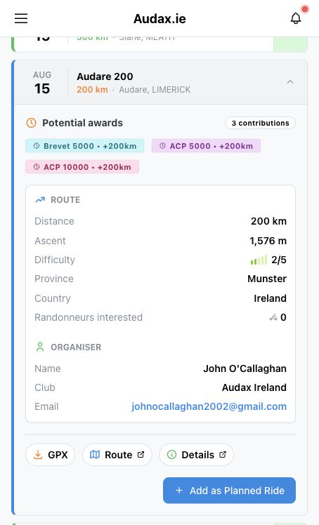 Expanded calendar event showing potential award contributions