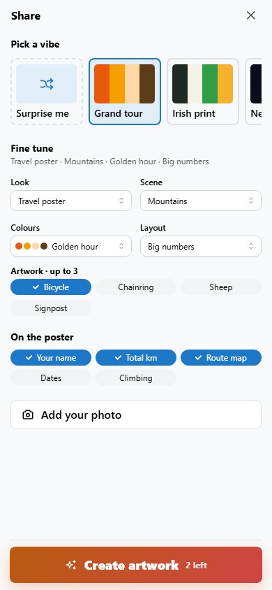 Share window with starting styles and Look, Scene, Colours, and Layout controls
